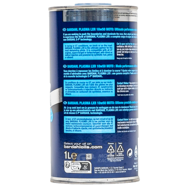 Bardahl 10W50 Plasma LXR - 1 Litro de aceite premium 
