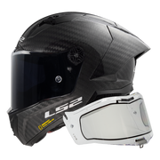 LS2 FF805 Thunder GP Aero Integralhelm in Gloss Carbon + IRID Dynamic Clear — Seitenansicht