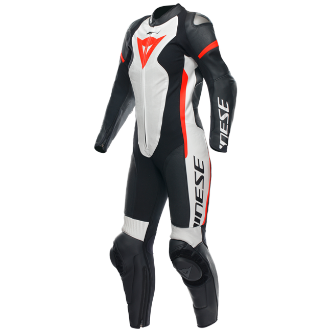 Dainese Grobnik Lady Mono de cuero – Traje de carrera perforado | Mujeres | Blanco/Rojo 