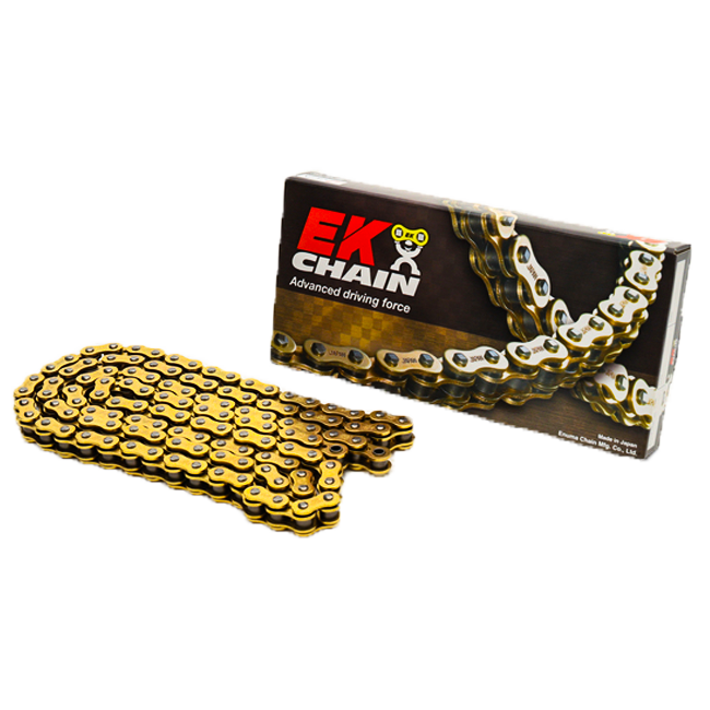 Cadena EK 520 RRX Gold/Gold NX-Ring abierta con eslabón de remache – 84 a 146 eslabones 