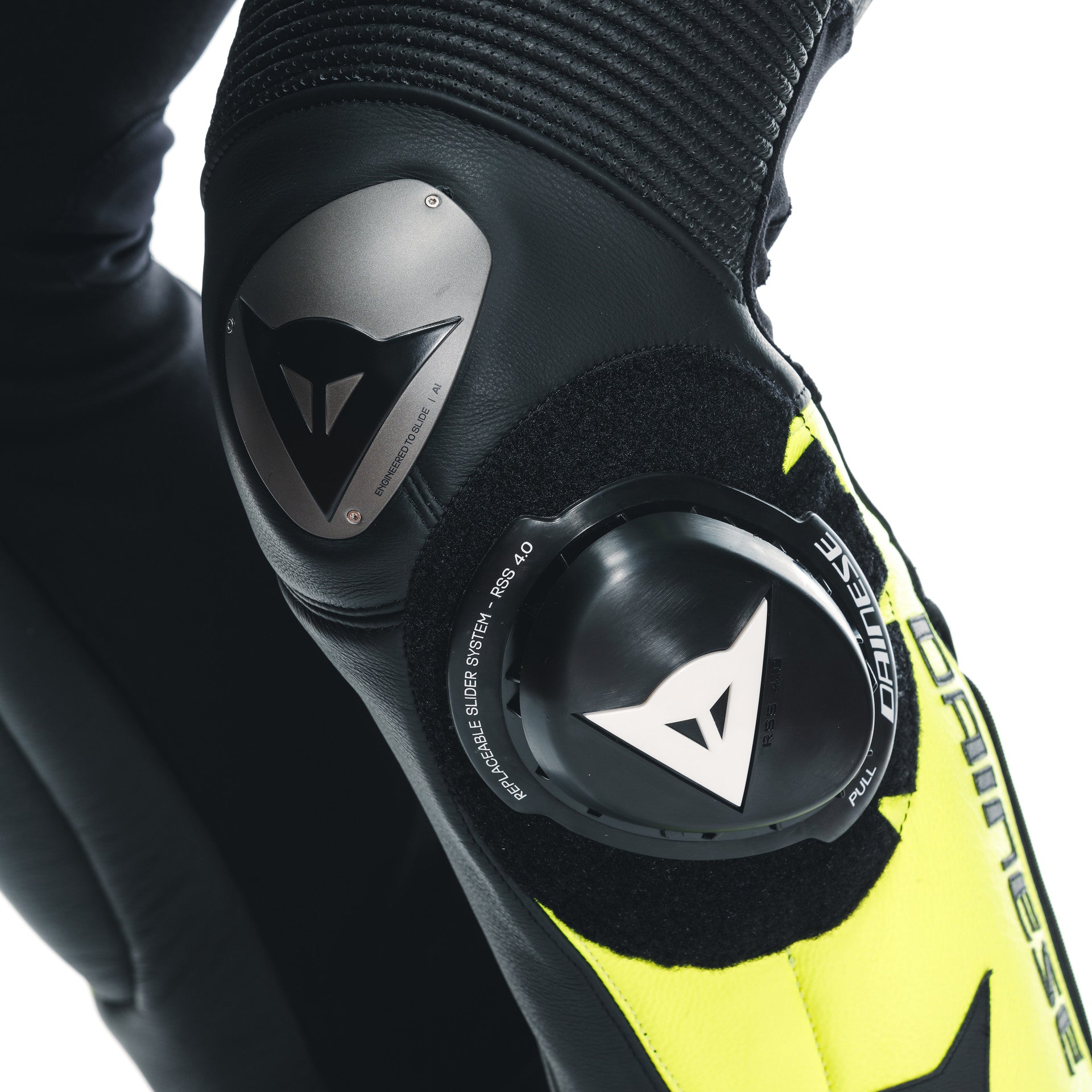 Dainese Misano 3 D-AIR® one-piece leather combination-perforated airbag racing suit | Men | Black/neon yellow