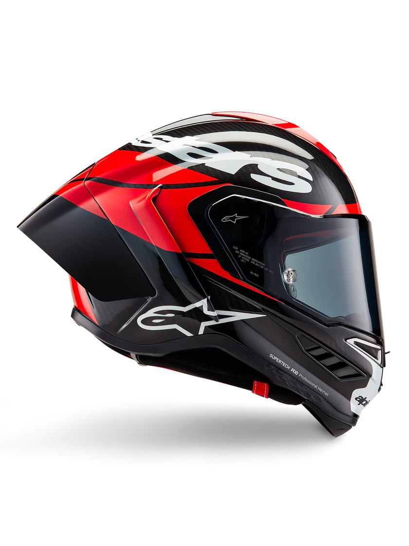 Casco Alpinestars Supertech R10 Element Carbono Carb Rojo Brillante Blanco 8200324-1363 