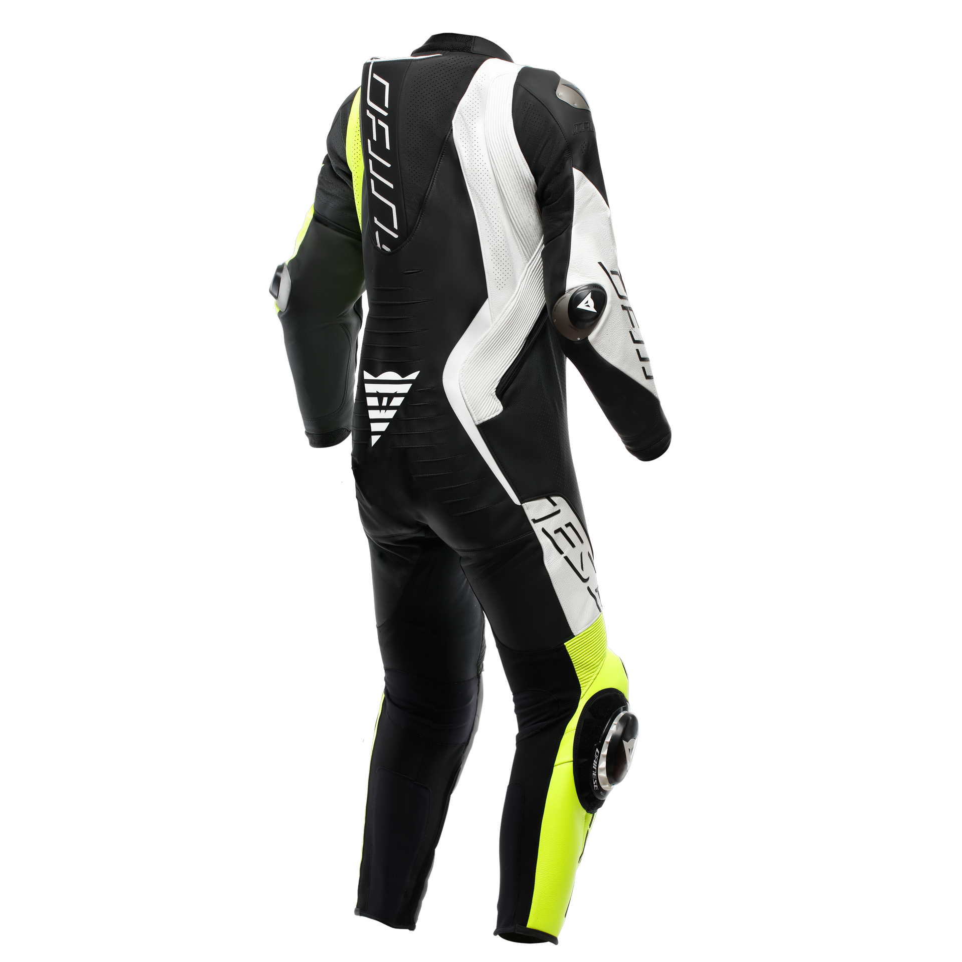Dainese Audax D-Zip one-piece leather combination-perforated racing suit | Men | Black/neon yellow