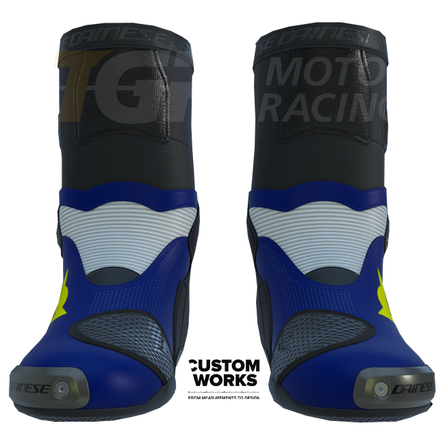 Dainese Axial 2 Air racing and street motorcycle boots | Men | Yamaha Blue / White / Fluo Yellow | Custom Works 