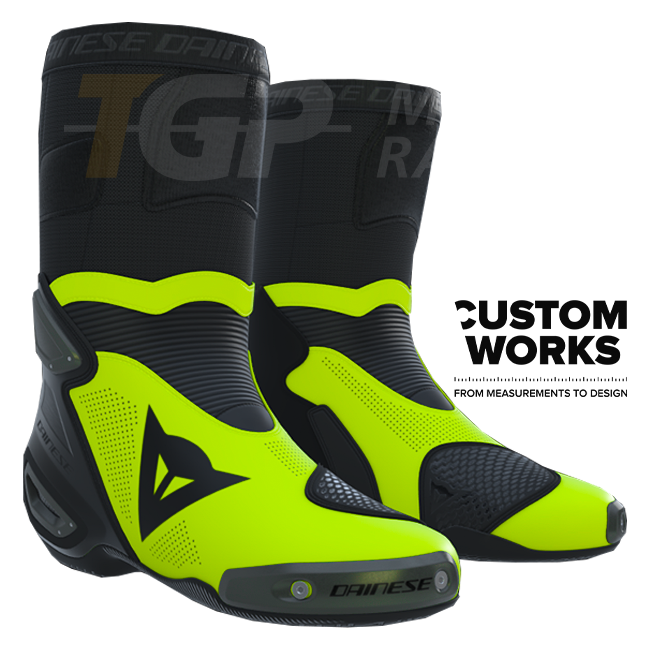 Dainese Axial 2 Air Racing and street motorcycle boots | Men | Black / Fluo Yellow | Custom Works 
