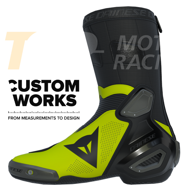 Dainese Axial 2 Air Racing and street motorcycle boots | Men | Black / Fluo Yellow | Custom Works 