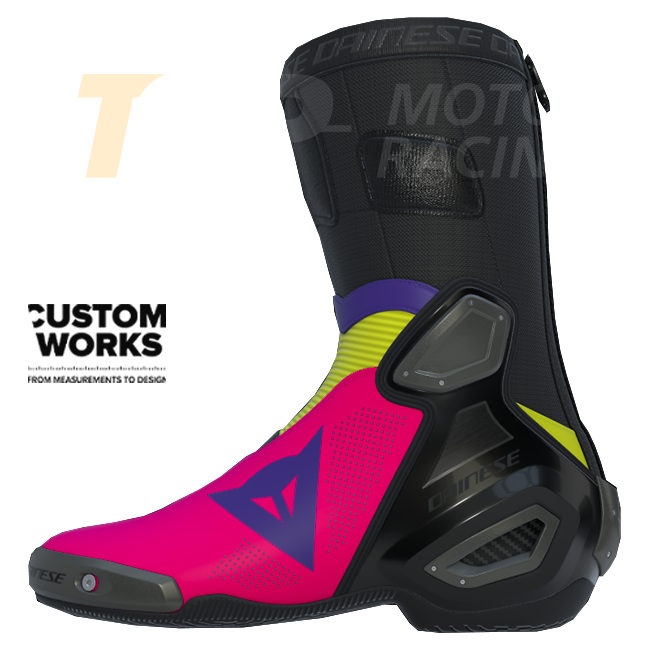 Dainese Axial 2 Air Racing and street motorcycle boots | Men | Fuxia / Viola / Fluogelb | Custom Works 