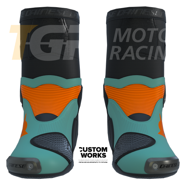 Dainese Axial 2 Air botas de carreras y moto de calle | Hombre | Naranja Fluo / Azul Mar de Cerdeña | Custom Works 