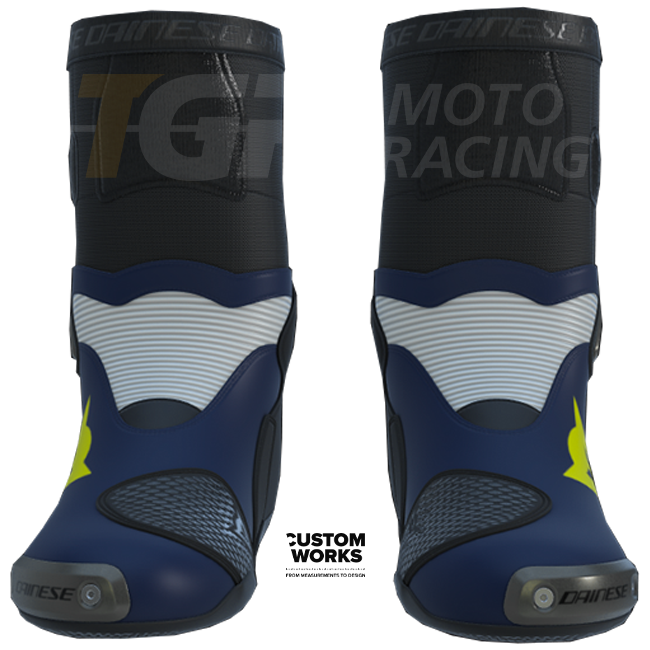 Dainese Axial 2 Air racing and street motorcycle boots | Men | Yamaha Blue / White / Fluo Yellow | Custom Works 