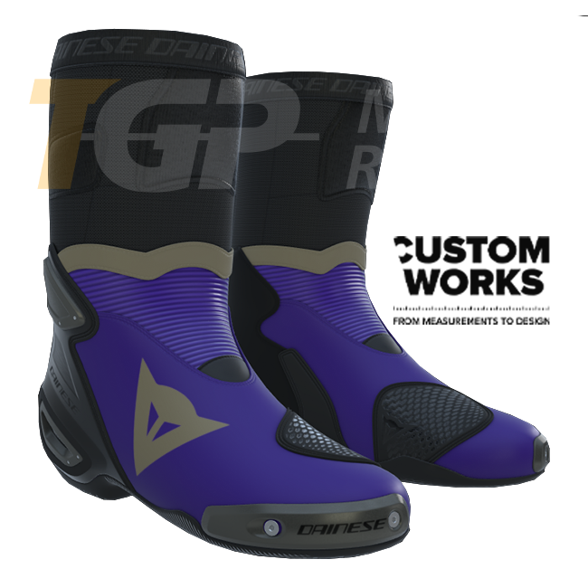 Dainese Axial 2 botas de moto de carreras y carretera | Hombre | Violeta / Magnesio | Custom Works 