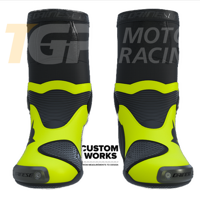 Botas de moto de competición y calle Dainese Axial 2 | Hombre | Negro / Fluogelb | Custom Works 