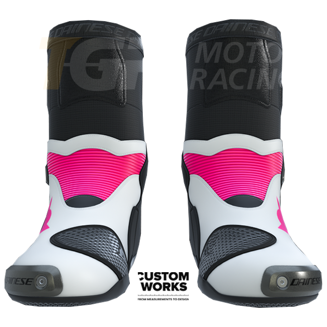 Dainese Axial 2 Racing and Street Motorcycle Boots | Men | Fuxia / White | Custom Works 