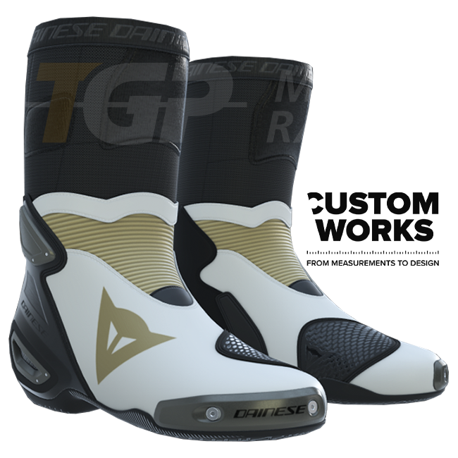 Dainese Axial 2 Racing and road motorcycle boots | Men | Pearl white / Magnesium | Custom Works 