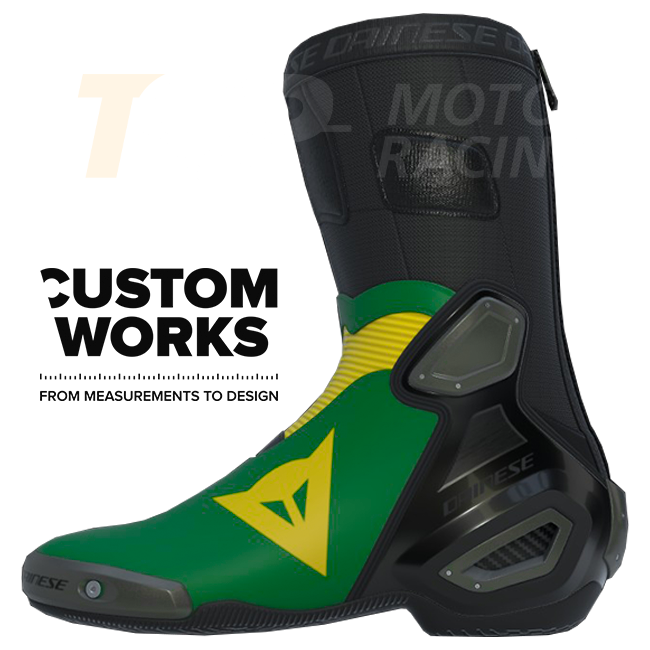 Dainese Axial 2 Air Racing and Street Motorcycle Boots | Men | Forest Green / Yellow | Custom Works 