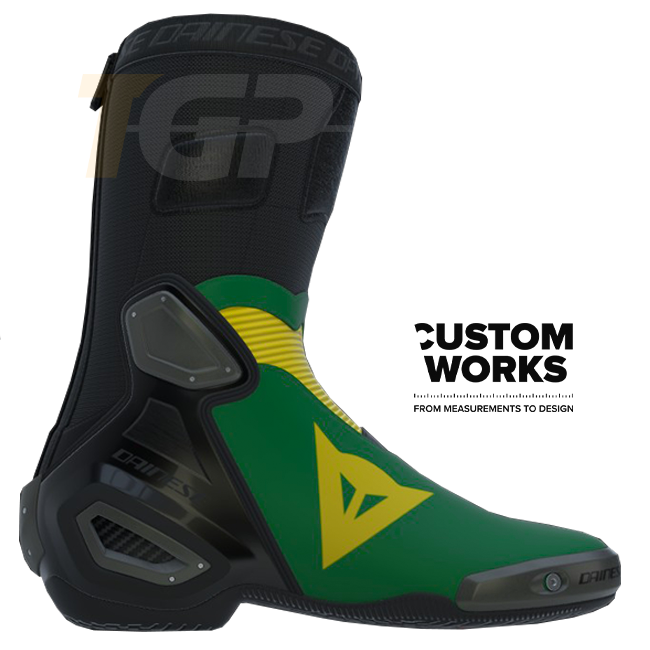 Dainese Axial 2 Air Racing and Street Motorcycle Boots | Men | Forest Green / Yellow | Custom Works 