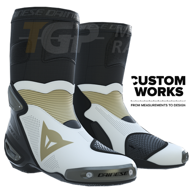 Dainese Axial 2 Air Racing and road motorcycle boots | Men | Pearl white / Magnesium | Custom Works 