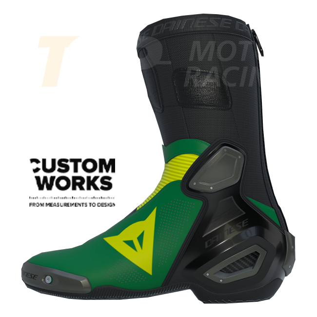 Dainese Axial 2 Air Racing and Street Motorcycle Boots | Men | Forest Green / Yellow | Custom Works 