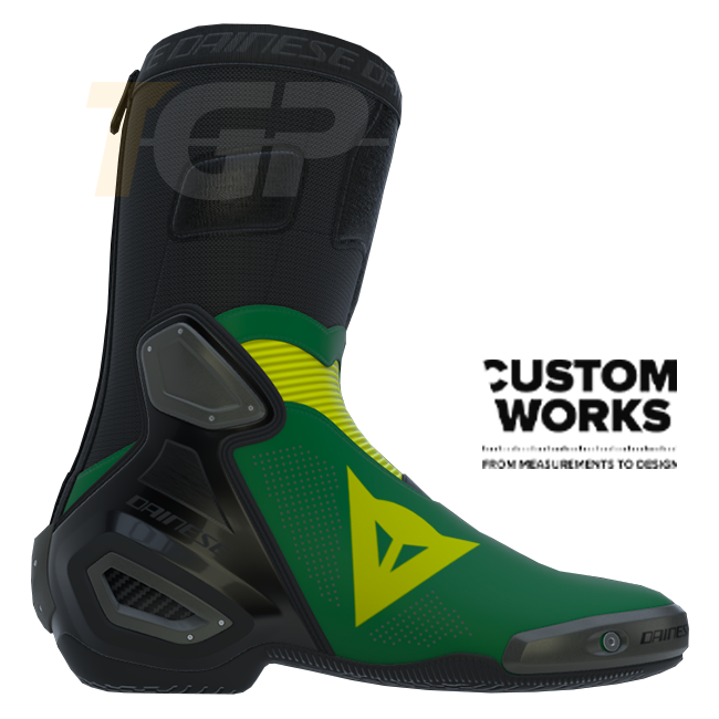 Dainese Axial 2 Air Racing and Street Motorcycle Boots | Men | Forest Green / Yellow | Custom Works 
