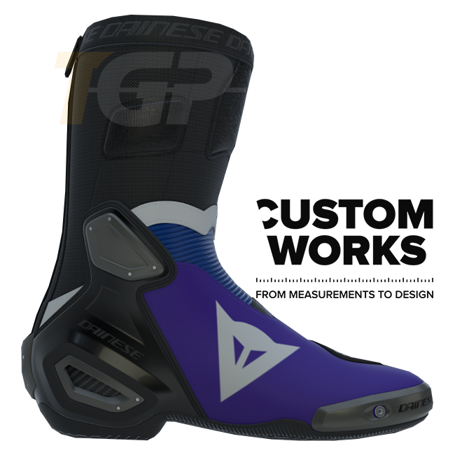 Dainese Axial 2 Air Racing and Road Motorcycle Boots Prima Pramac Yamaha MotoGP Replica | Men | Purple / Yamaha Blue / White | Custom Works 