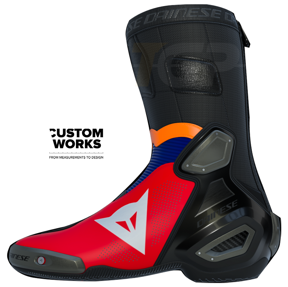 Dainese Axial 2 Air Racing and Street Motorcycle Boots Luca Marini Replica 2026 | Men | Lava Red / Electric Blue / Fluo Orange / White | Custom Works 