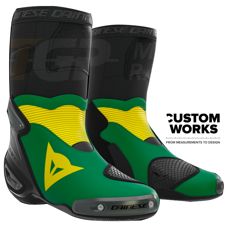 Dainese Axial 2 Racing and street motorcycle boots | Men | Forest Green / Yellow | Custom Works 
