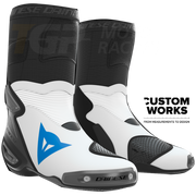 Dainese Axial 2 Racing and Street Motorcycle Boots | Men | White / Sky Blue | Custom Works 
