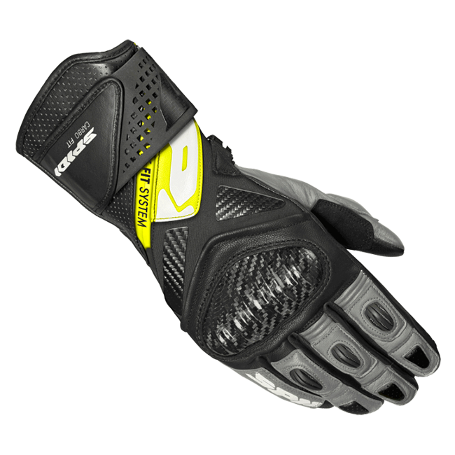 Spidi Carbo Fit Racing Motorcycle Leather Gloves | Men | Black/Fluorescent Yellow | A226394 