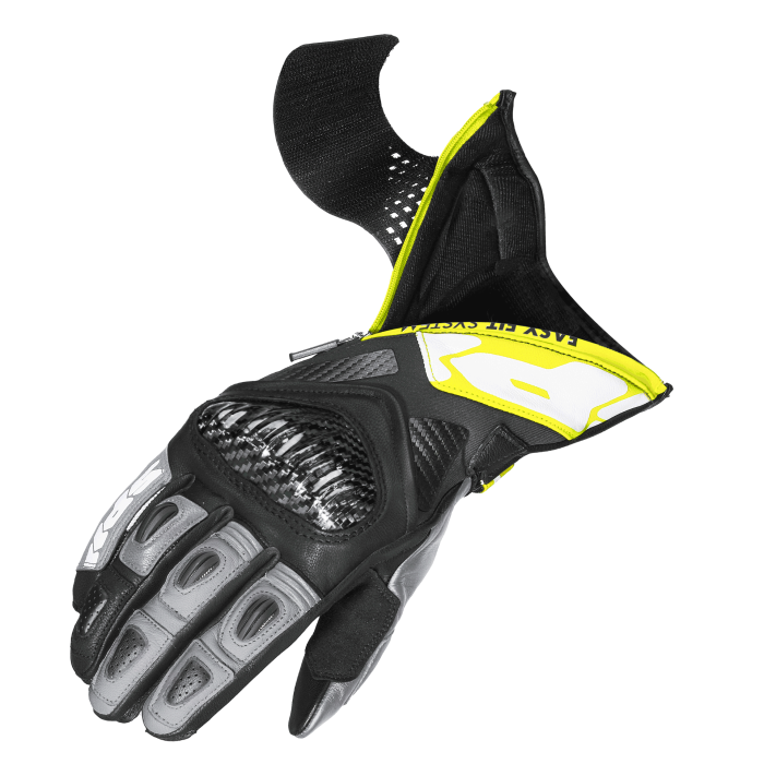 Spidi Carbo Fit Racing Motorcycle Leather Gloves | Men | Black/Fluorescent Yellow | A226394 