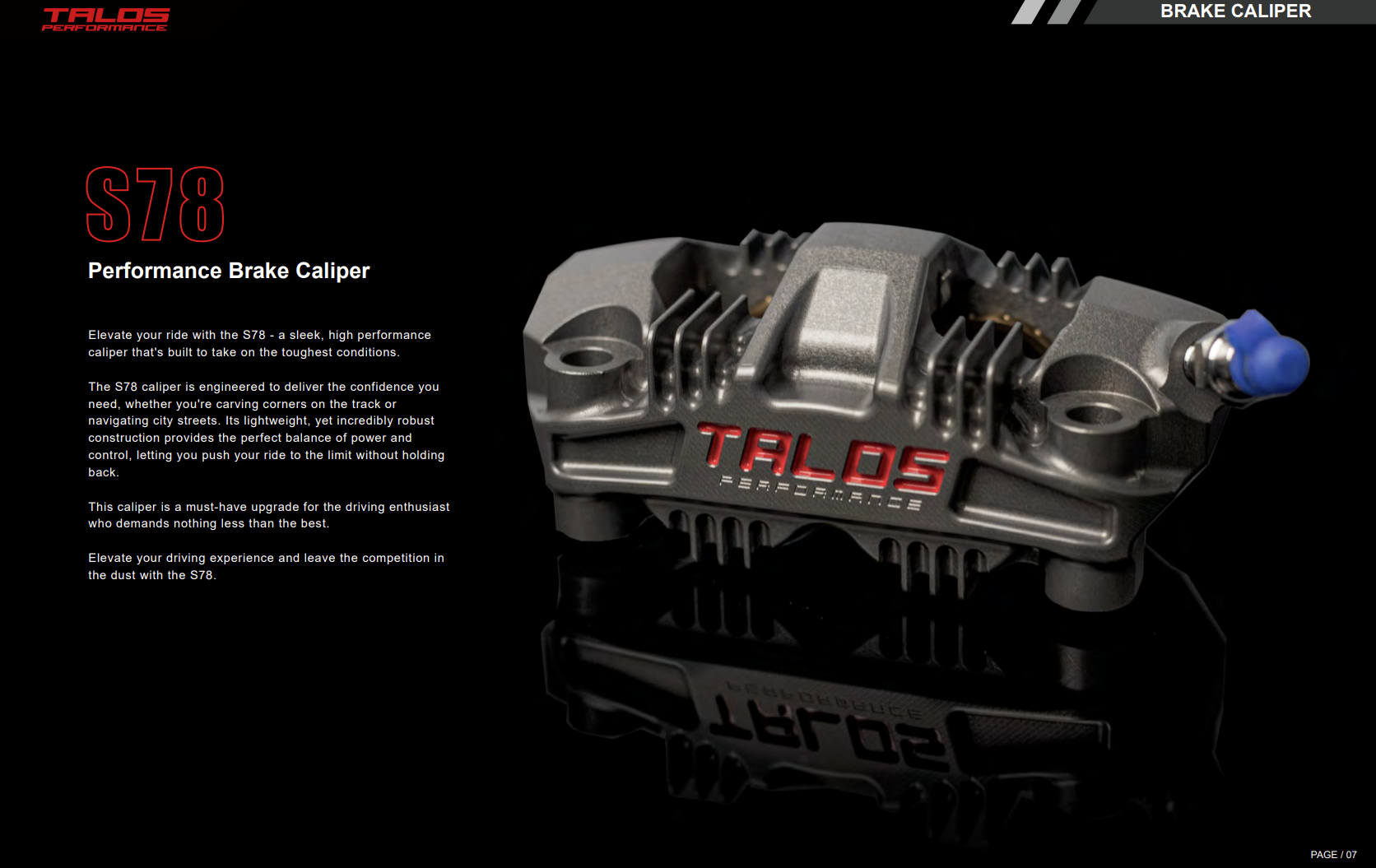 Talos S78 Monoblock P4 34/34 100mm Brake Caliper Front Left | X78.100.HD.L 