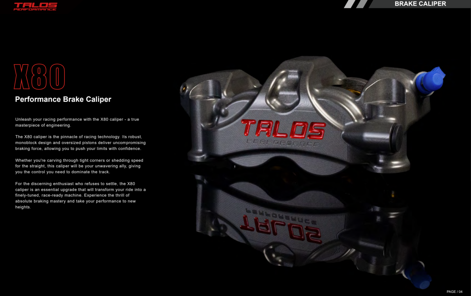 Talos X80 SBK Racing Monoblock P4 34/38 108mm Brake Caliper Front Left | X80.108.HD.L 