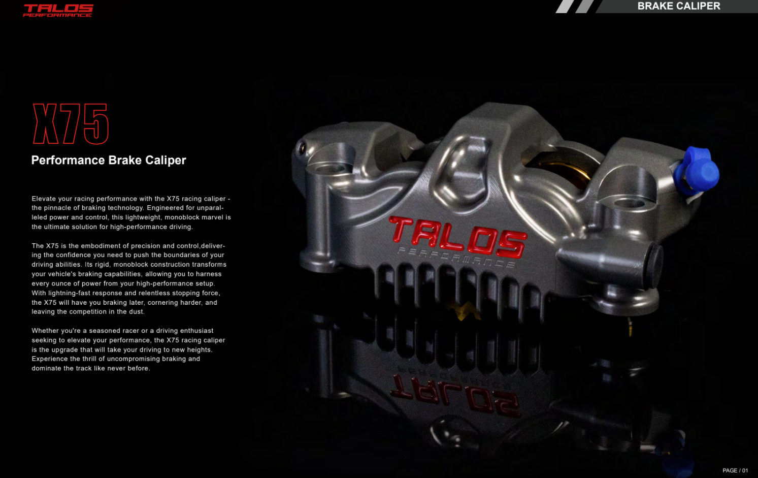 Talos X75 SBK Racing Monoblock P4 32/36 108mm Brake Caliper Front Right | X75.108.HD.R 