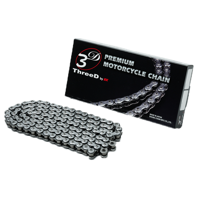 Cadena EK 520 R/3D Cromado NX-Ring abierta con eslabón de remache – 110 a 120 eslabones 