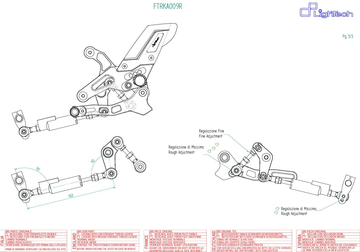 Footresting system R Lighteech reversal circuit Kawasaki ZX-6R/636/RR (05-25) Ftra009r