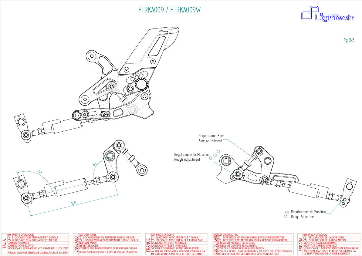 Footrest system Light-tech reversal circuit Kawasaki ZX-6R/636/RR (05-25) FTRKA009/W
