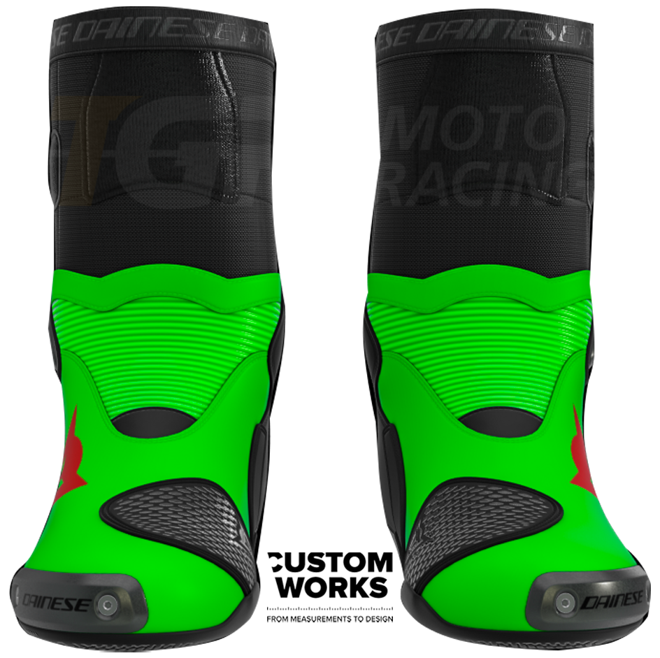 Dainese Axial 2 Racing und Straßen Motorradstiefel Franco Morbidelli Replica 2026 | Herren | Fluo Grün / Fluo Rot | Custom Works