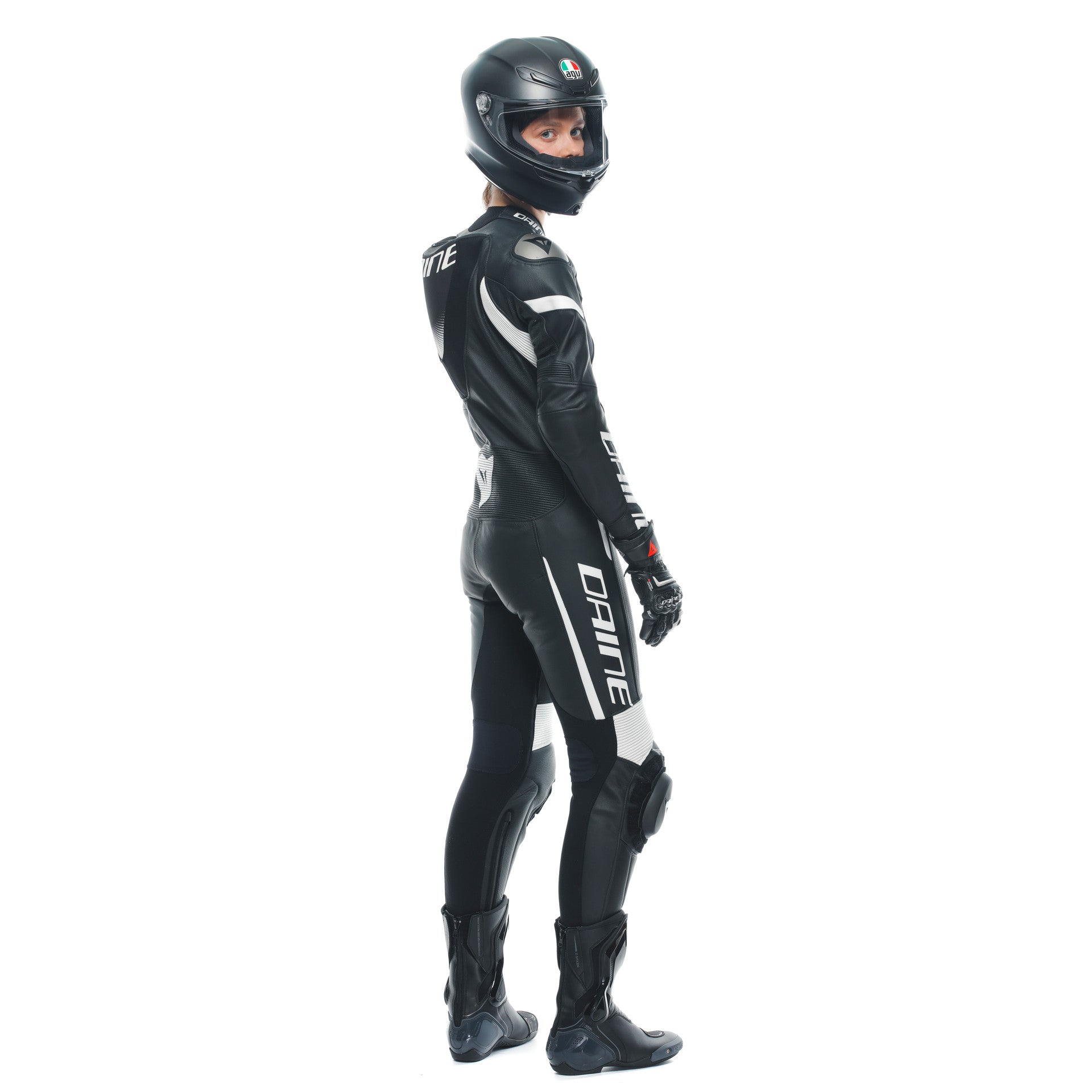 Dainese Grobnik Lady one -piece leather combination - perforated racing suit | Women | Black-and-white