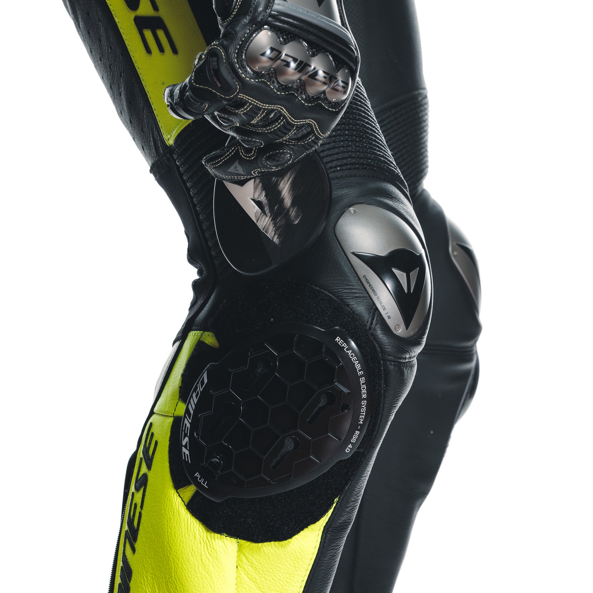 Dainese Misano 3 D-AIR® one-piece leather combination-perforated airbag racing suit | Men | Black/neon yellow