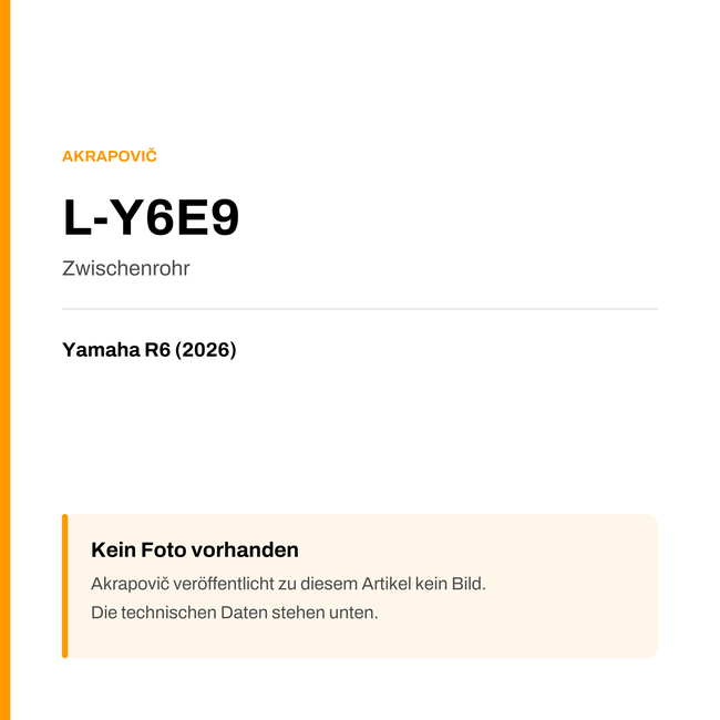 Akrapovic Zwischenrohr Yamaha R6 (26-26) L-Y6E9 — Platzhalter, kein Herstellerfoto verfügbar