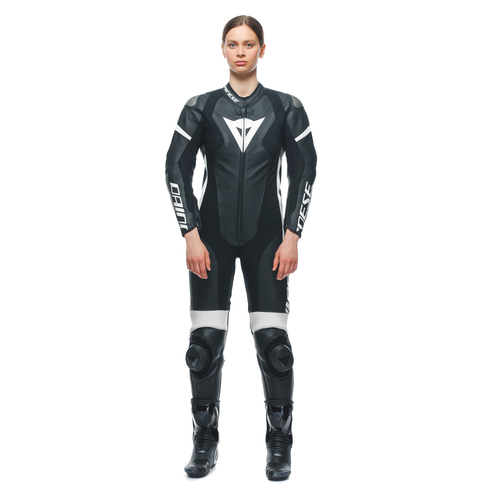 Dainese Grobnik Lady one -piece leather combination - perforated racing suit | Women | Black-and-white