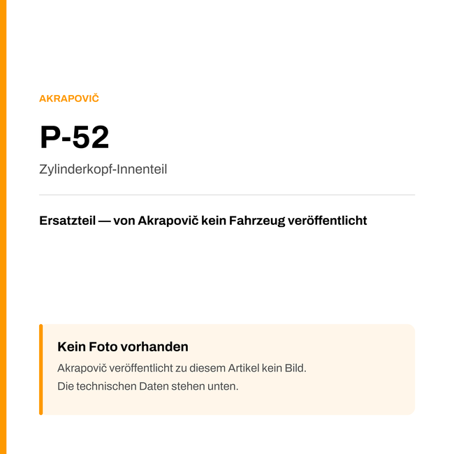 Akrapovic Zylinderkopf-Innenteil P-52 — Platzhalter, kein Herstellerfoto verfügbar