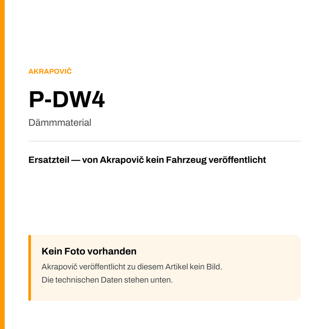 Akrapovic Dämmmaterial P-DW4 — Platzhalter, kein Herstellerfoto verfügbar