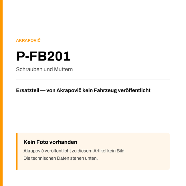 Akrapovic Schrauben und Muttern P-FB201 — Platzhalter, kein Herstellerfoto verfügbar