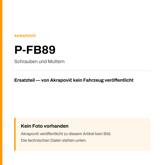 Akrapovic Schrauben und Muttern P-FB89 — Platzhalter, kein Herstellerfoto verfügbar