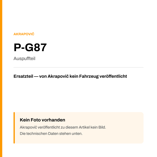 Akrapovic Auspuffteil P-G87 — Platzhalter, kein Herstellerfoto verfügbar