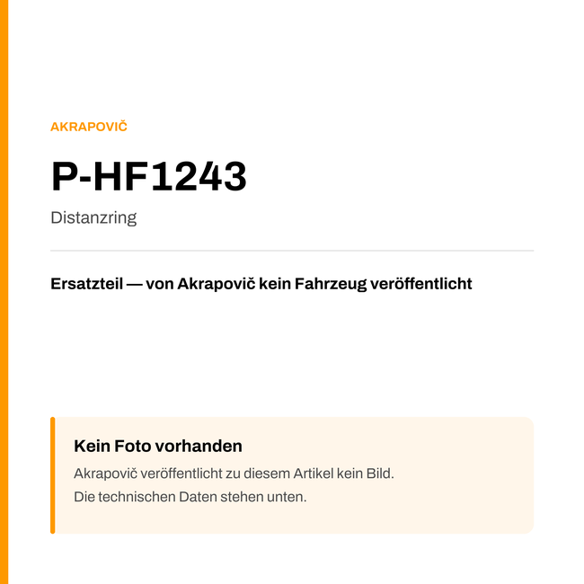 Akrapovic Distanzring P-HF1243 — Platzhalter, kein Herstellerfoto verfügbar