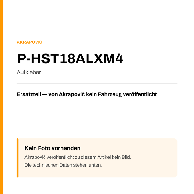 Akrapovic Aufkleber P-HST18ALXM4 — Platzhalter, kein Herstellerfoto verfügbar