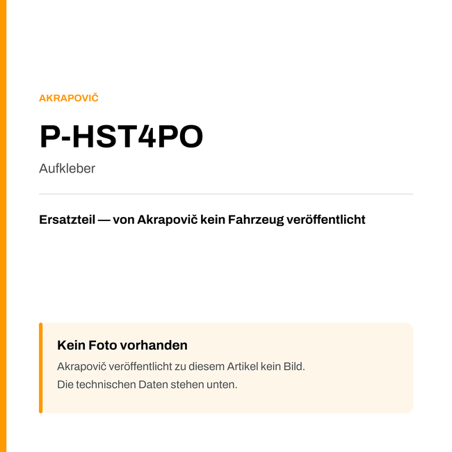 Akrapovic Aufkleber P-HST4PO — Platzhalter, kein Herstellerfoto verfügbar