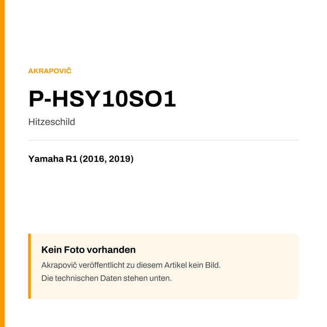 Akrapovic Hitzeschild Yamaha R1 (16-19) P-HSY10SO1 — Platzhalter, kein Herstellerfoto verfügbar