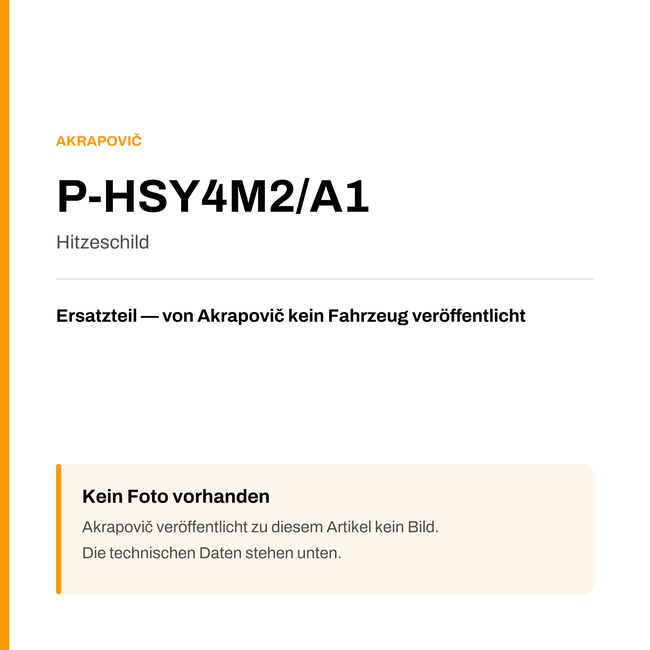 Akrapovic Hitzeschild P-HSY4M2/A1 — Platzhalter, kein Herstellerfoto verfügbar
