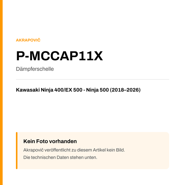 Akrapovic Dämpferschelle Kawasaki Ninja 400 / EX 500 - Ninja 500 (18-26) P-MCCAP11X — Platzhalter, kein Herstellerfoto verfügbar